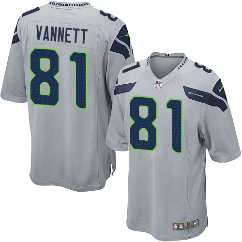 Men's Game Nick Vannett Nike Jersey Grey Alternate - #81 NFL Seattle Seahawks